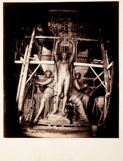 Sculptor Amie Millet with Apollo Crowning Dance and Poetry, Full-Scale Plaster Model for Bronze Statue by Delmaet and Durandelle