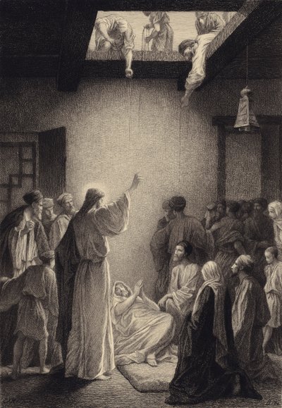 Christ Heals the Man Afflicted with Palsy by after Albert Robida