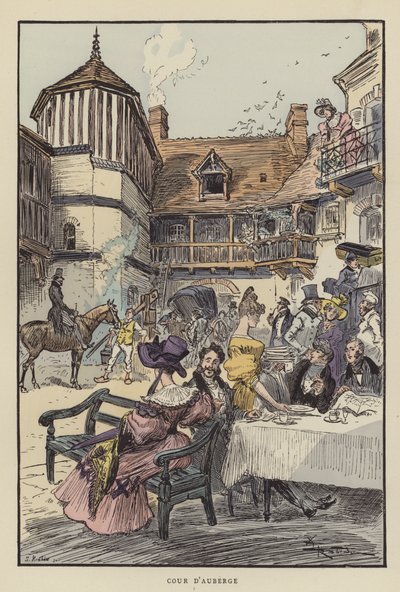Inn Courtyard by after Albert Robida