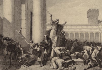 Jesus Driving the Money-Changers Out of the Temple by after Albert Robida