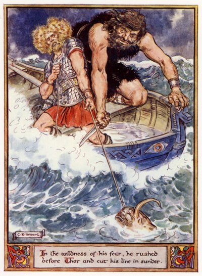 In the Wildness of His Fear, He Rushed Before Thor and Cut His Line in Sunder by after Charles Edmund Brock