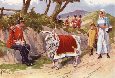 Billy, the Pet Goat of the Welsh Regiment by after Edgar Alfred Holloway