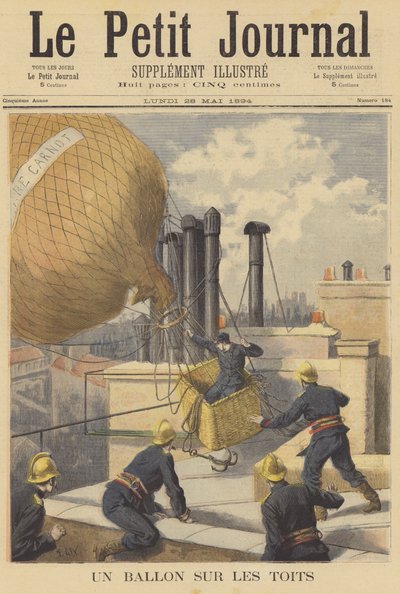 A Balloon Crash-Landing on the Rooftops of Paris by after Frederic Theodore Lix