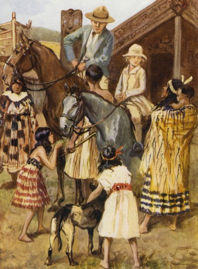 Visitors at a Model Maori Village by after Gordon Frederick Browne