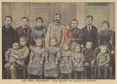 Recipients of the Reverdy Prize. The Vandenbrouch family and their fourteen children by after Henri Meyer