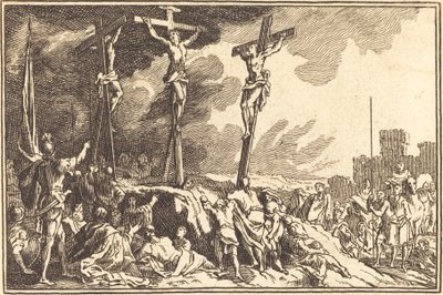 Christ on the Cross between the Two Thieves by after Sébastien Le Clerc I