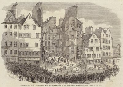 Removing the Dead and Wounded from the Fallen House in the High-Street, Edinburgh by after Thomas Harrington Wilson
