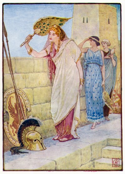 Often she would stand upon the walls of Troy by after Walter Crane