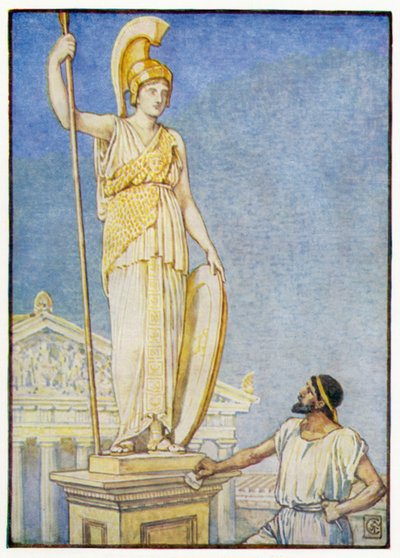 The figure of the goddess was a colossal one by after Walter Crane