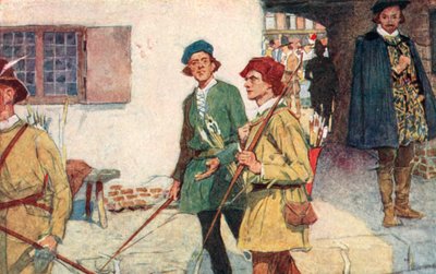 Shakespeare Sees a Party of Apprentices with Their Bows and Arrows Going to the Archery Ground at Moorfields, London by after William Hatherell
