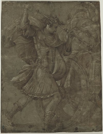 Man in Armor beside a Chariot by assistant of Francesco Salviati