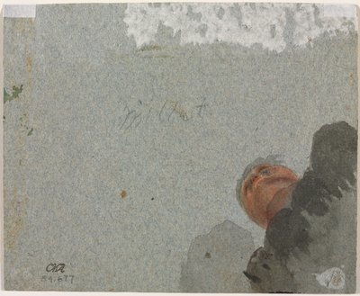 Study of a Head seen from Below (verso) by attributed to Francisque Millet