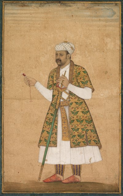 A Courtier, Possibly Khan Alam, Holding a Spinel and a Deccan Sword by attributed to Govardhan