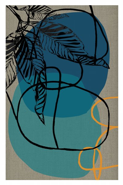 Abstract Blue Tropical Leaves by cartissi