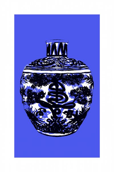 Chinese Blue Porcelain Jar by cartissi