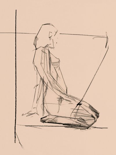 Thoughtful Nude Sketch by cartissi