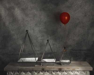 Red Balloon Geometric Planters by chenyi wang