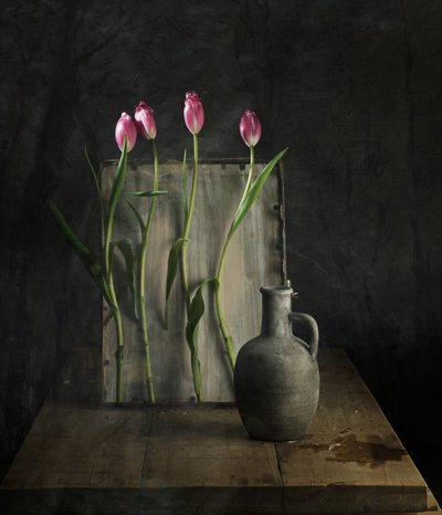 Rustic Tulips Still Life by chenyi wang