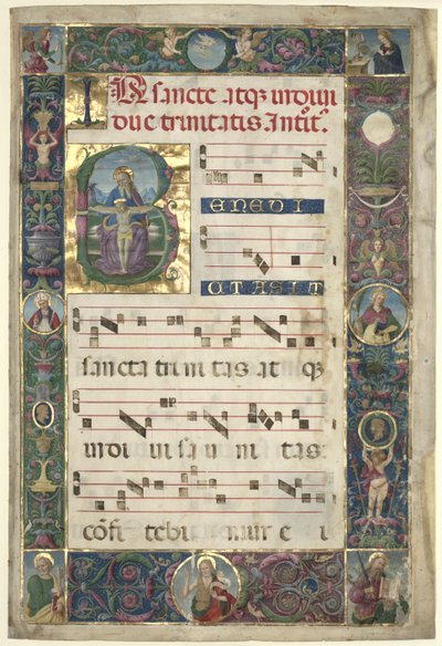 The Trinity: Leaf from a Gradual with Initial B by circle of Perugino