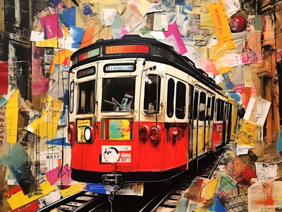 Funicular Train Station Collage Stickers by F. Abderrahim