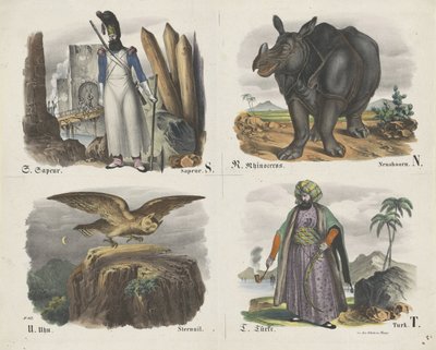 Letters S, R, U and T, Pictures A B C / Book / Prints A B / Book (series title on object) by firma Joseph Scholz