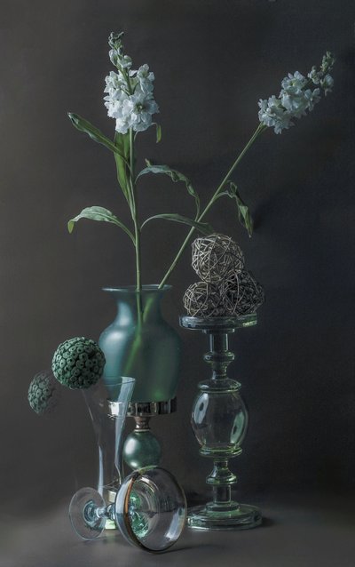 Elegant Green Glass Still Life by jlloydphoto