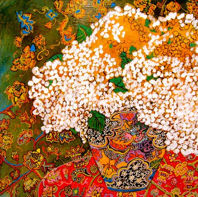 Flowers in Chinese Vase by linda arthurs