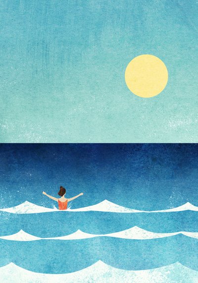 Sunny Ocean Swim by longwayhome