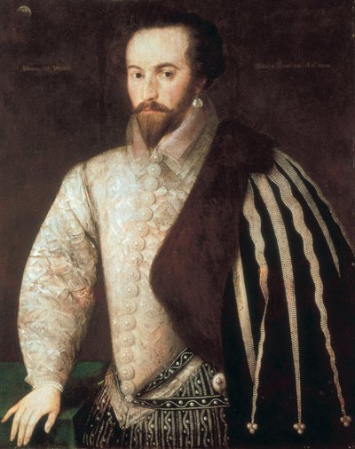 Portrait of Sir Walter Raleigh (1554 - 1618). Painting attributed to Federico Zuccaro (or Zuccari) (1549 - 1609). 1588. London, National Portrait Gallery. by or Zuccaro Federico Zuccari