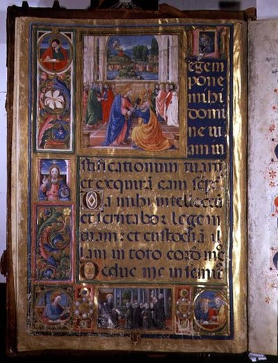 Page depicting Christ giving the keys to St. Peter, from a psalter written by Don Appiano from the Church of the Badia Fiorentine, Florence by or di Giovanni Monte del Fora