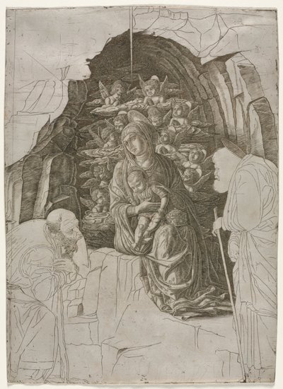 Virgin and Child in the Grotto by probably by the so called Premier Engraver