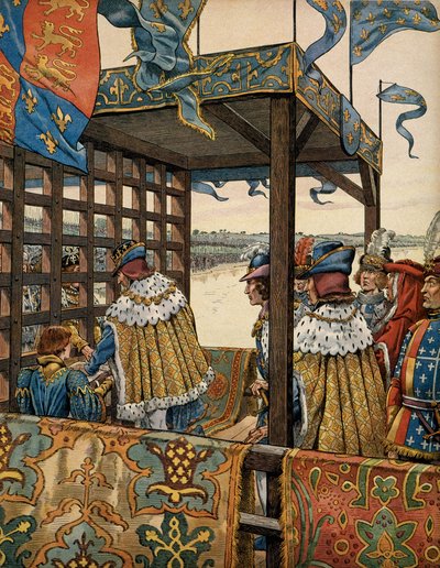 History of France in the Middle Ages: meeting between the King of France Louis XI and Edward IV of England at Picquigny for the signing of a seven-year truce on August 29 by pseudonym for Onfray de Breville Jacques Job