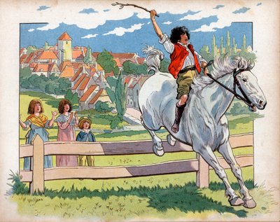 Joachim Murat (1767-1815) Child on a Horse Trains to Jump Hedges. Engraving by Jacques Marie Gaston Onfray de Breville dit Job by pseudonym for Onfray de Breville Jacques Job
