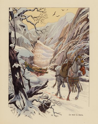 Mule Called La Zarra Summoning Help for Her Wounded Master by pseudonym for Onfray de Breville Jacques Job