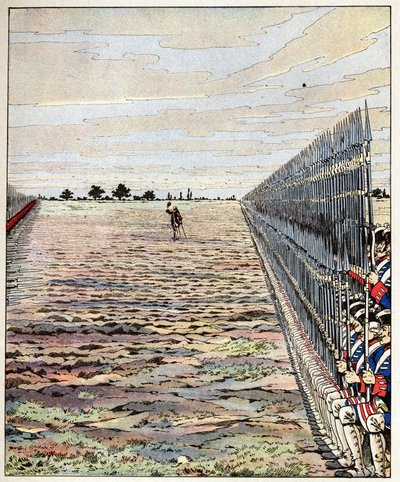 Shoot the first, gentlemen English words of the Count of Auteroche pronounced at the Battle of Fontenoy on 11/05/1745 during the War of the Austrian Succession. Illustration of Job (Jacques Marie Gaston Onfray de Breville) by pseudonym for Onfray de Breville Jacques Job