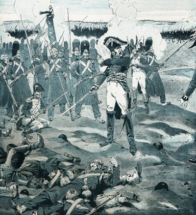 The guard died but did not respond to General Cambronne commanding the last square of Garde while the enemy asked the French army to surrender to the Battle of Waterloo on 18 June 1815. Illustration of Job (Jacques Marie Gaston Onfray and Breville) by pseudonym for Onfray de Breville Jacques Job