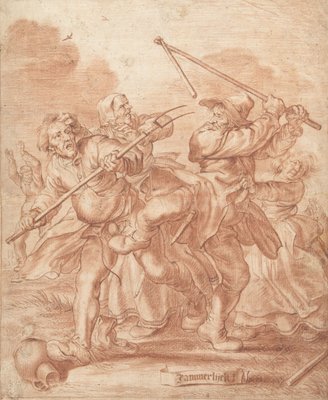 Fighting Peasants, 1600-62 (chalk on paper) (#282656)