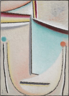Abstract Head Pink Light Blue 1929 Oil On Cardboard 376757