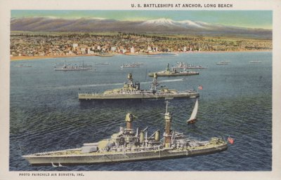 California: US Battleships at anchor, Long Beach (photo) by American Photographer (after)