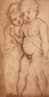 Study Of Two Cherubs Drawing By Andrea Del Sarto Cabi 636550