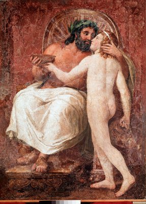 Jupiter and Ganymede Zeus kissing his lover Ganymede. Fresco on canvas by  Anton Raphael Mengs (1728-1779) 18th century Sun. 178,7x137 cm Rome, ...