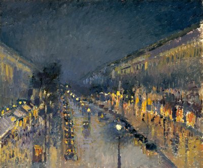 The Boulevard Montmartre at Night, 1897  by Camille Jacob Pissarro
