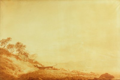 Looking towards Arkona at sunrise, 1801 (ink on paper) by Caspar David Friedrich