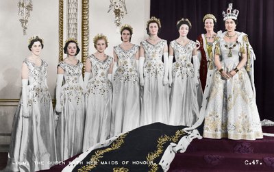 Hm Queen Elizabeth Ii With Her Maids Of Honour The Cor 723786
