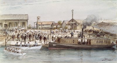 The Inauguration of the Suez Canal by the Empress Eugenie (1826-1920) 17th November 1869  by Edouard Riou