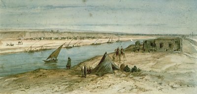 The Suez Canal, from a souvenir album commemorating the Voyage of Empress Eugenie (1827-1920) at the Inauguration in 1869  by Edouard Riou