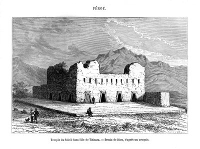 The Temple of the Sun on the island of Titicaca, Peru, 19th century by Edouard Riou