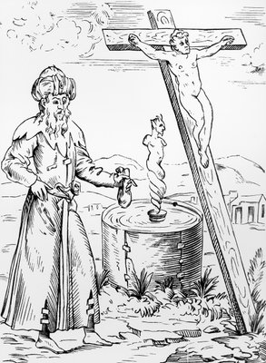 Legend Of The Jew Calling The Devil From A Vessel Of Blood After A Woodcut In Histoires Prodigieux By Pierre Boaistuau Published 1560