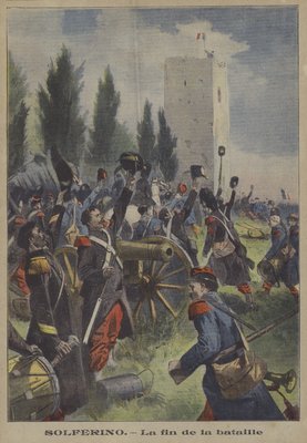 The End Of The Battle Of Solferino Italy Colour Litho