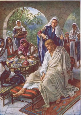 Mary Anointing Jesus (Illustration from Pictures That Teach The Crown ...